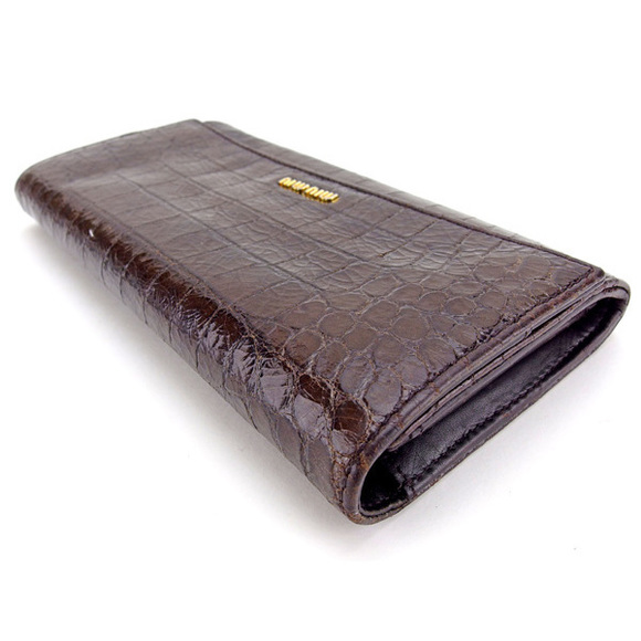 Miu Miu long wallet crocodile brown l1187s - Picture 4 of 7